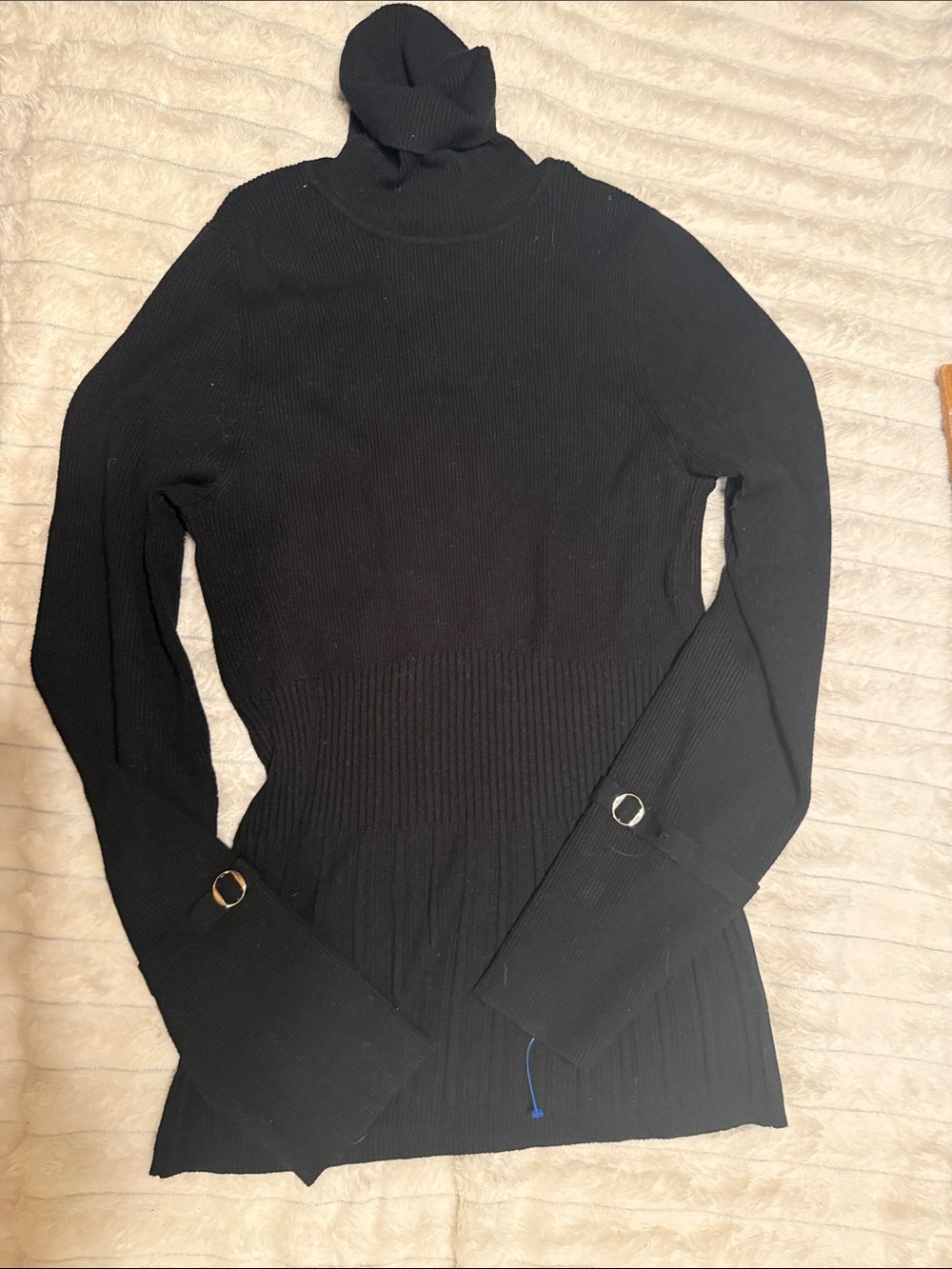 White House Black Market Black Ribbed Turtleneck Sweater Top